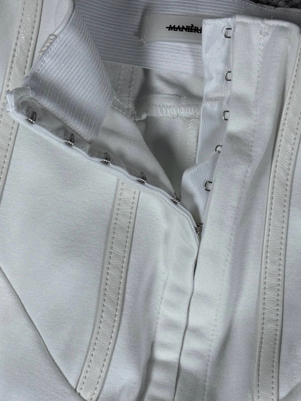 MANIERE DE VOIR White Lace Up Corset Waist Skinny Leggings Pants Womens Size 2 - Picture 4 of 12